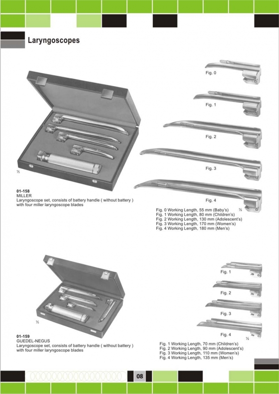 laryngoscope and diagnostic sets 